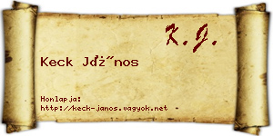 Keck János névjegykártya